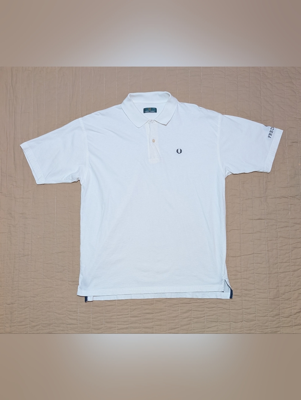RARE Vintage 90s Fred Perry Sportswear Polo Ecru/ White - Sleeve Spell-out Logo